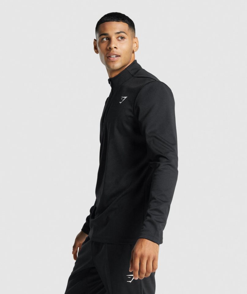 Men's Gymshark Arrival 1/4 Zip Sweatshirts Black | NZ 8IJBOT